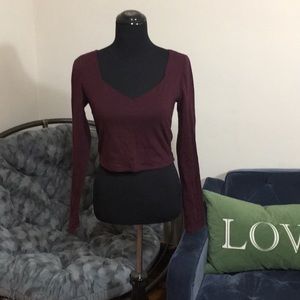 Forever 21 burgundy crop top v neck